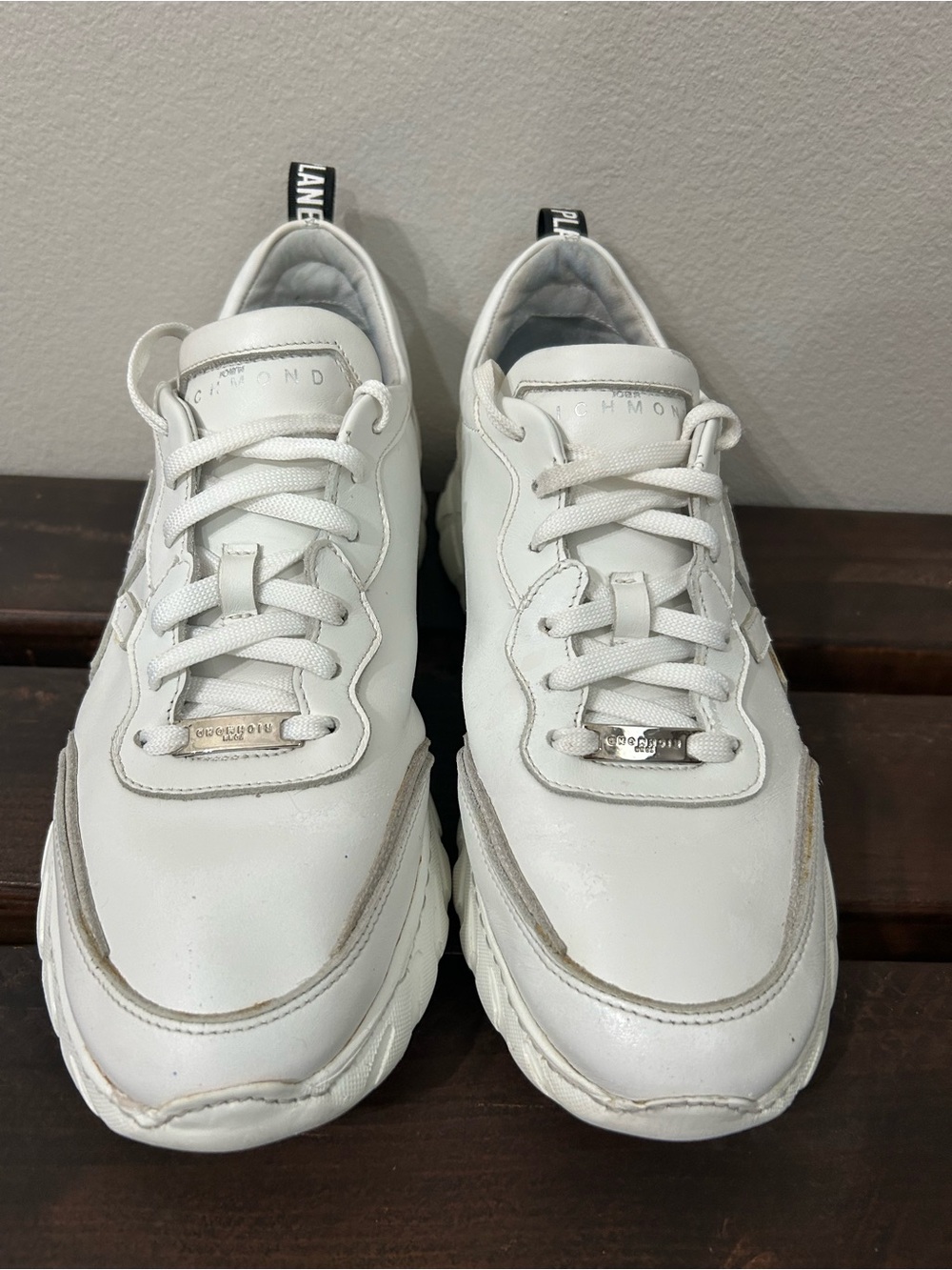 John Richmond White Leather Platform Sneakers